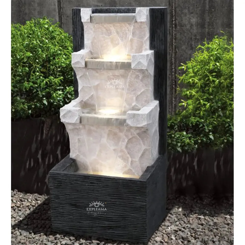 Designer Step-Shaped White Indoor Water Fountain