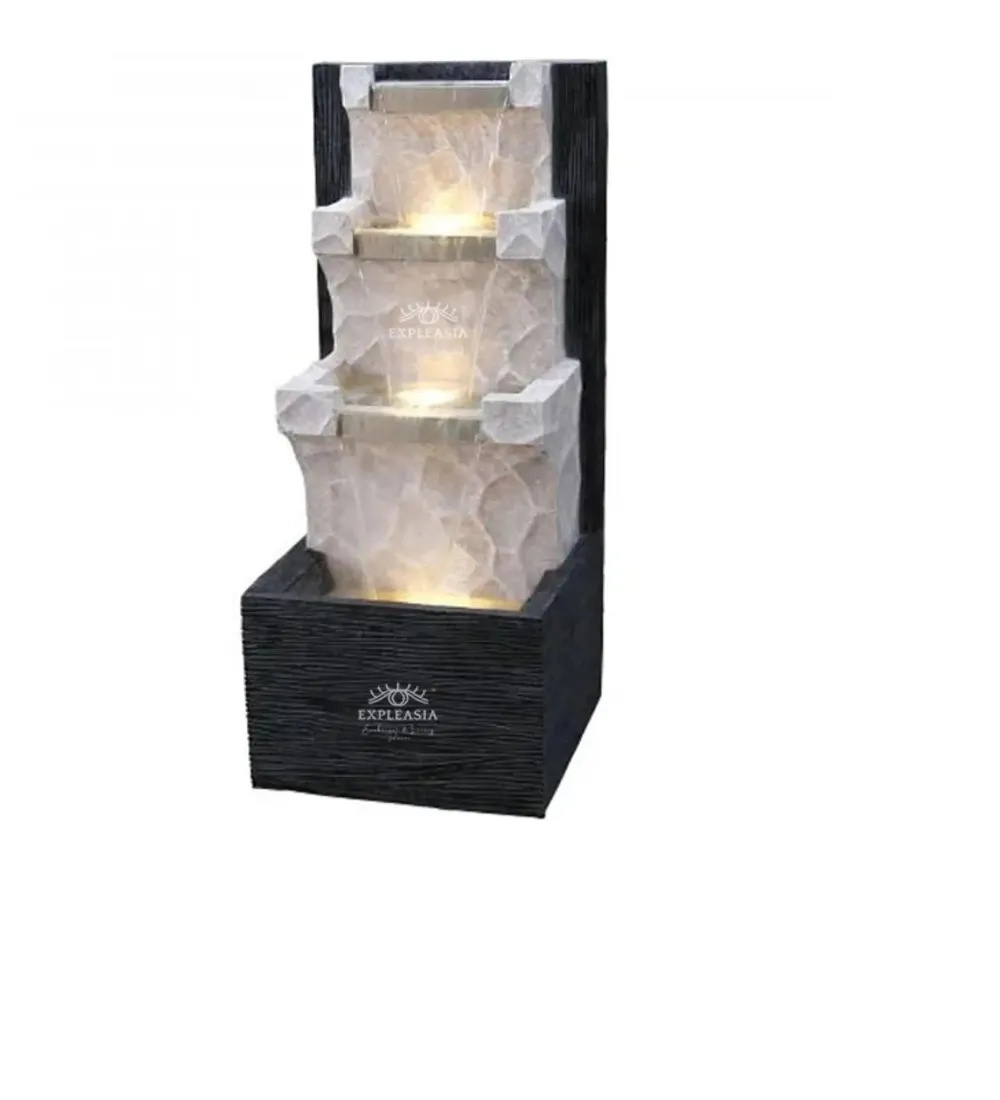 Designer Step-Shaped White Indoor Water Fountain
