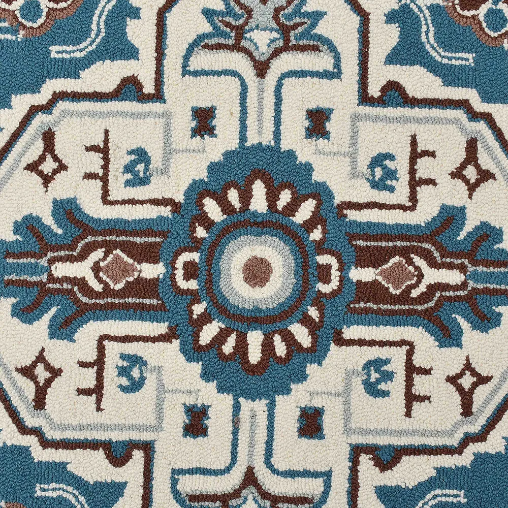 Designer Traditional Print Blue Coloured Hand Tufted Wool Carpet for Living Room 4X6