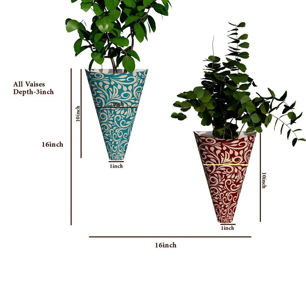 Designer Wall Vases With Motif Print