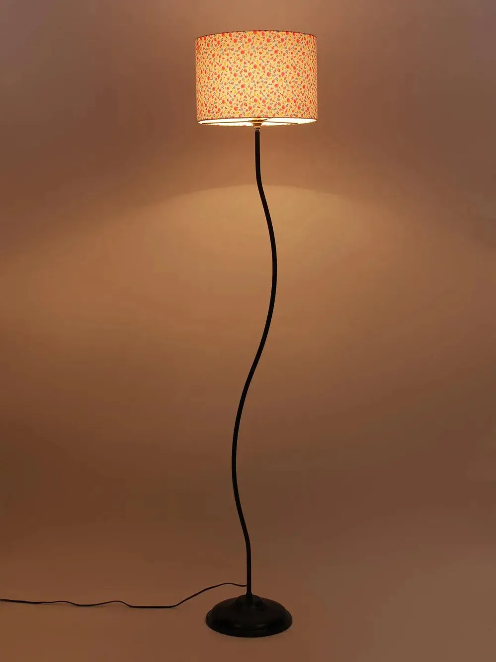Designer Wavy Floor Lamp with Beige Shade