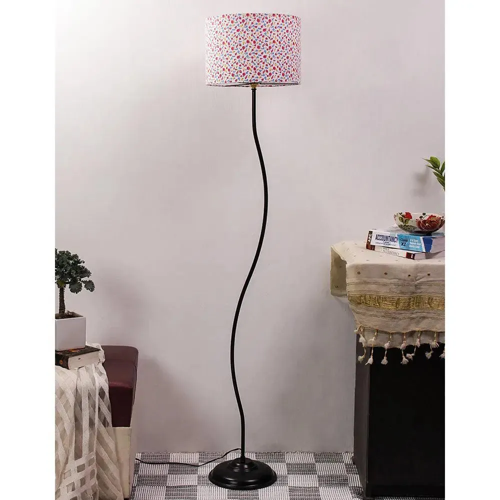Designer Wavy Floor Lamp with Beige Shade