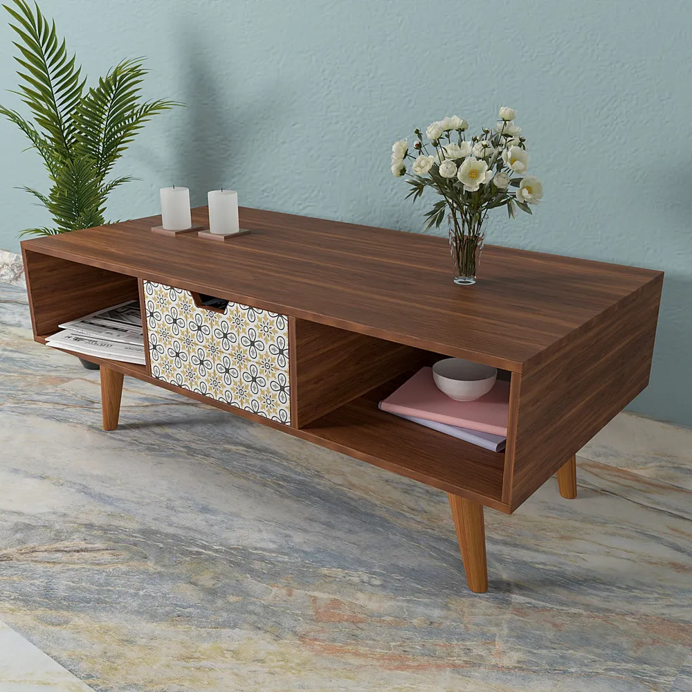 Designer Wooden Table With Storage In Ethnic Design