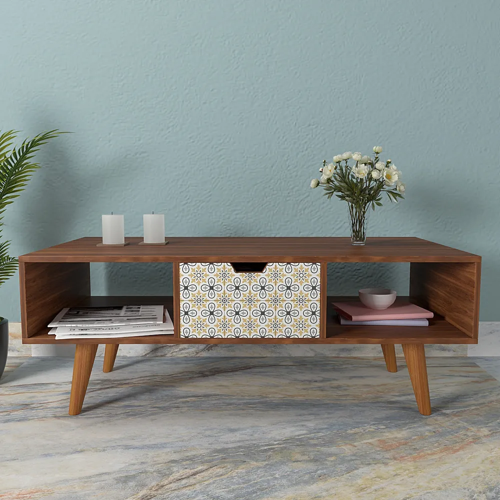 Designer Wooden Table With Storage In Ethnic Design