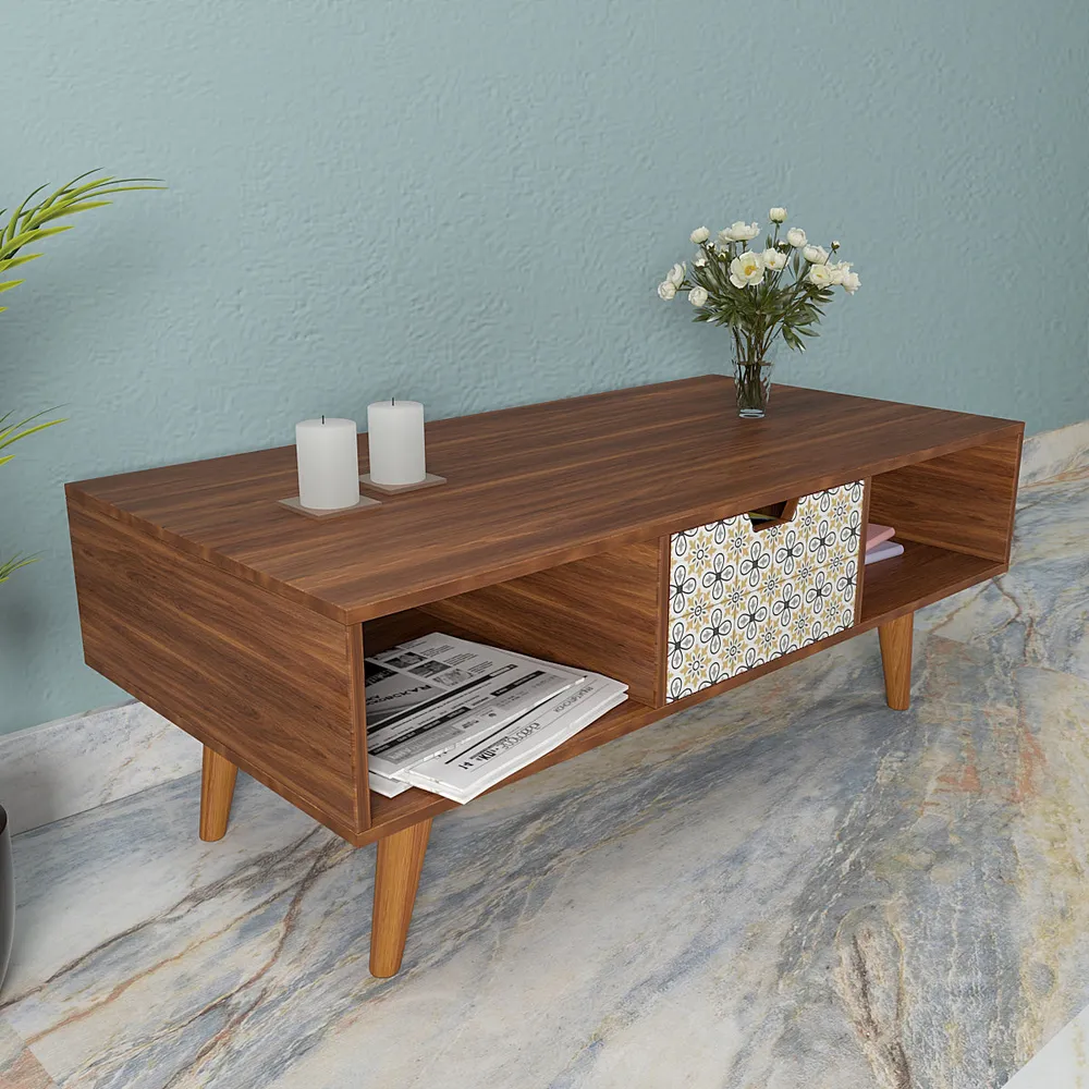 Designer Wooden Table With Storage In Ethnic Design