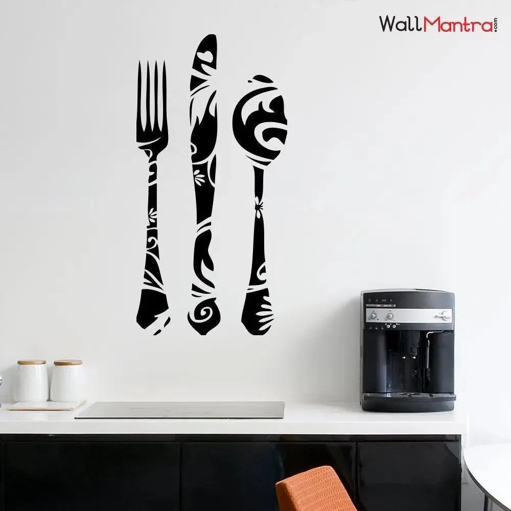 Designs on Cutlery Wall Sticker Premium Quality Vinyl