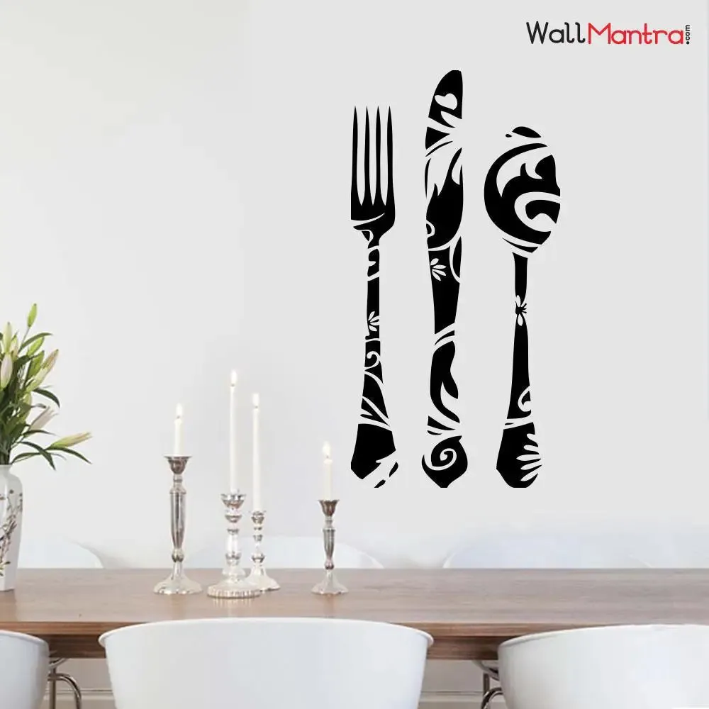 Designs on Cutlery Wall Sticker Premium Quality Vinyl
