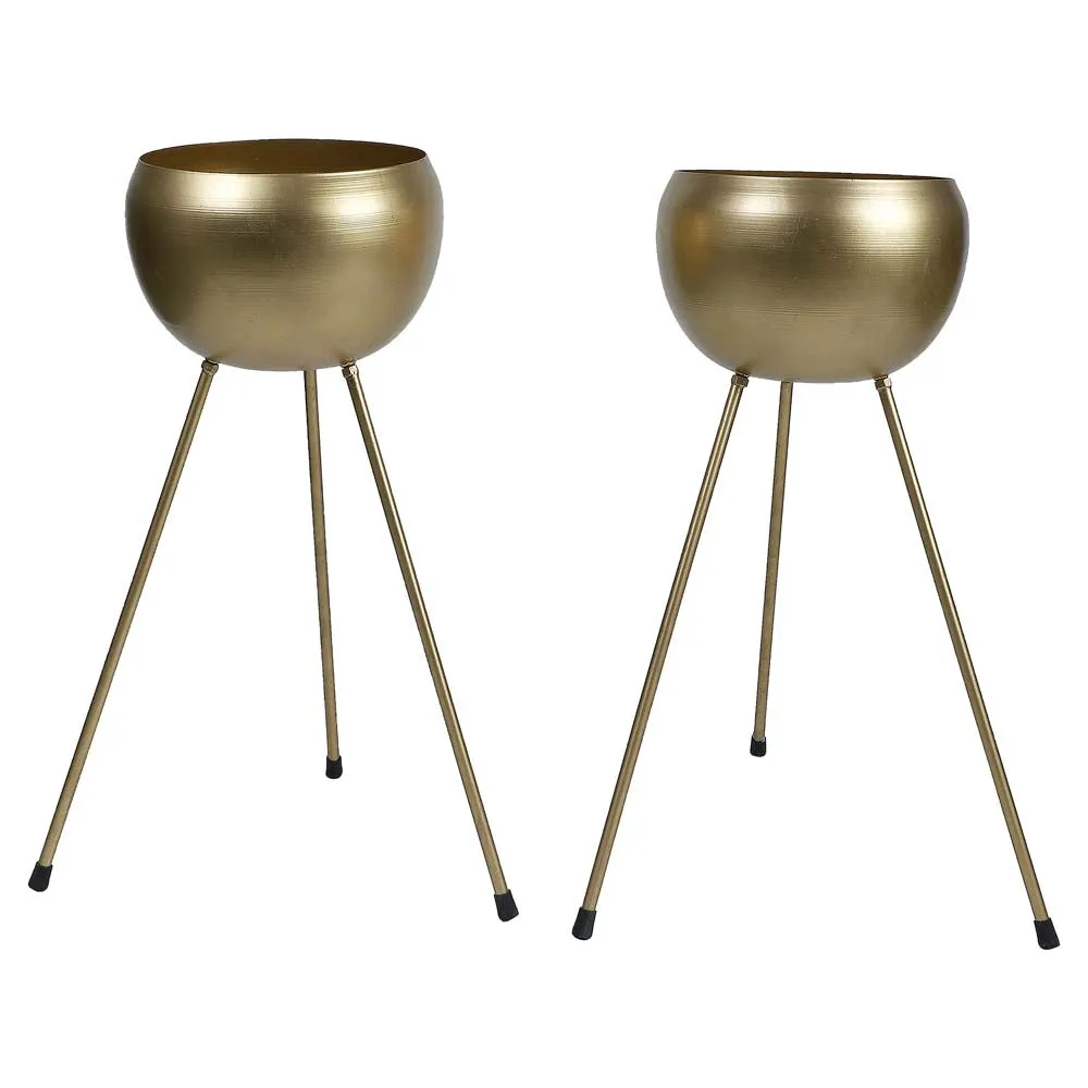 Detachable Fine Golden Finish Metal Planters Set Of 2
