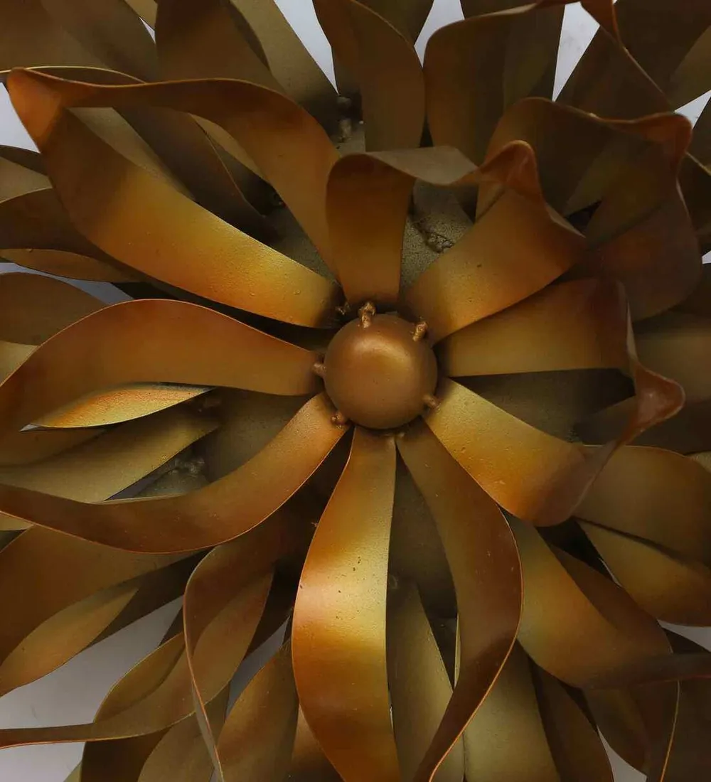 Detailed Decorative Golden Big Flower Metal Wall Art