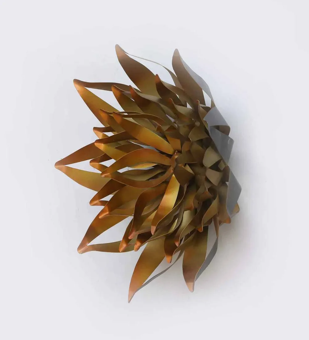 Detailed Decorative Golden Big Flower Metal Wall Art