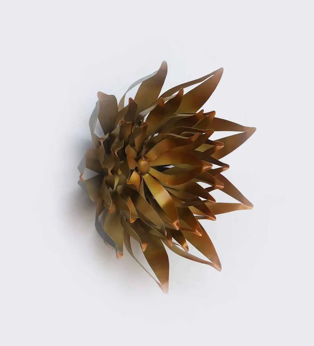 Detailed Decorative Golden Big Flower Metal Wall Art