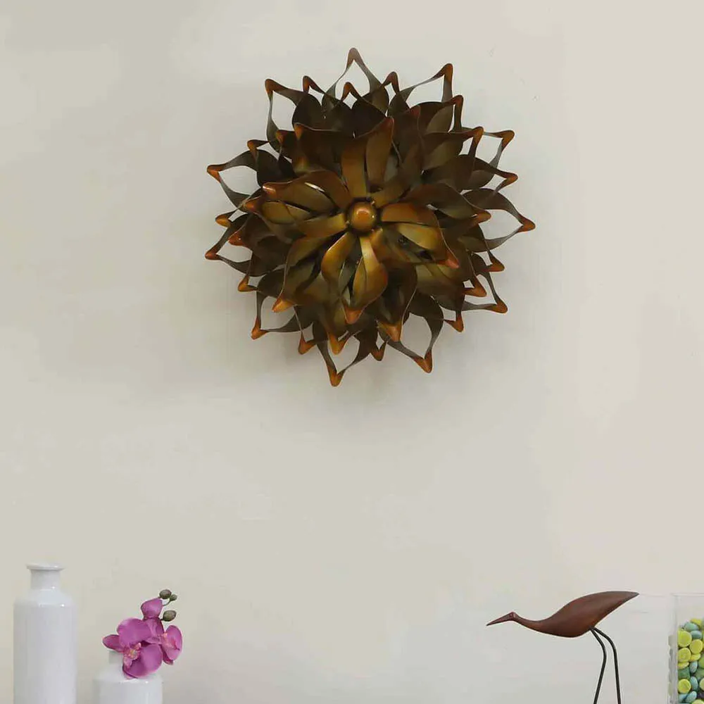Detailed Decorative Golden Small Flower Metal Wall Art