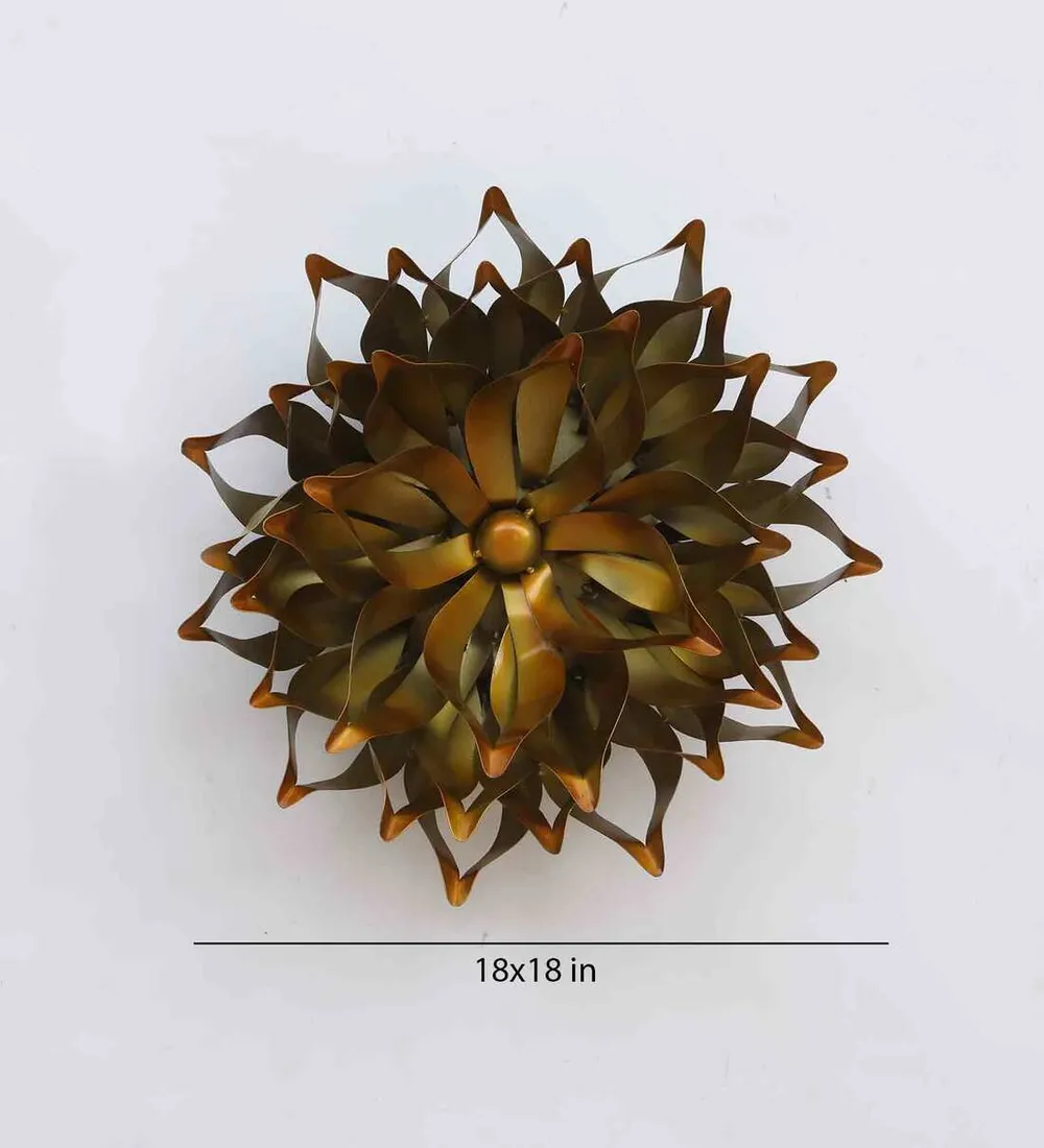 Detailed Decorative Golden Small Flower Metal Wall Art