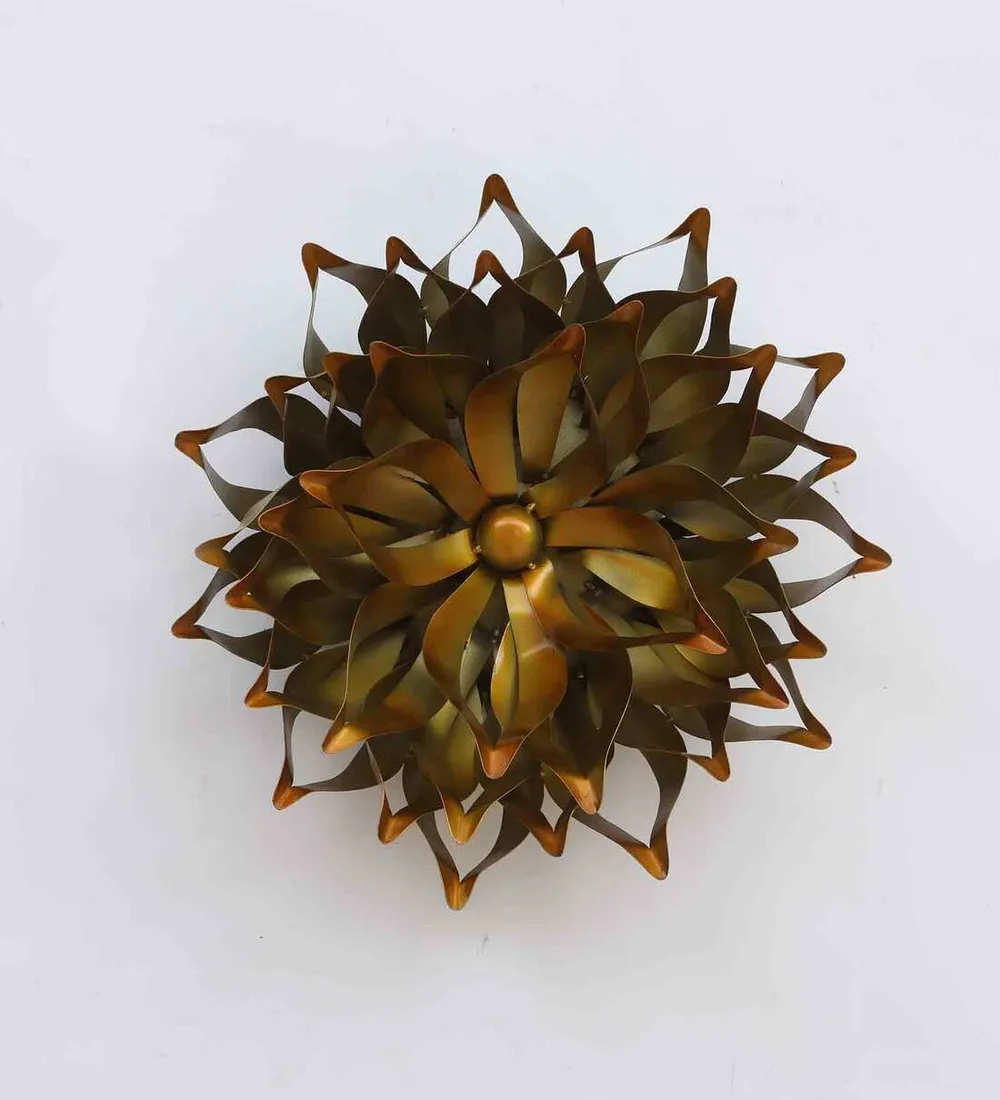 Detailed Decorative Golden Small Flower Metal Wall Art