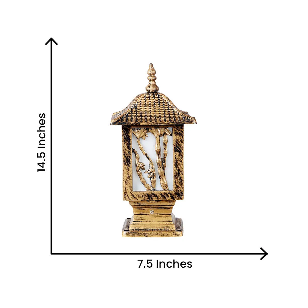Detailed Tree Encarved Golden Decorative Outdoor Gate Light Single Piece