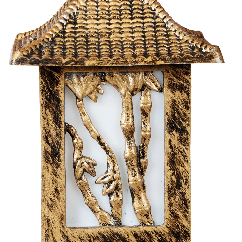 Detailed Tree Encarved Golden Decorative Outdoor Gate Light Single Piece