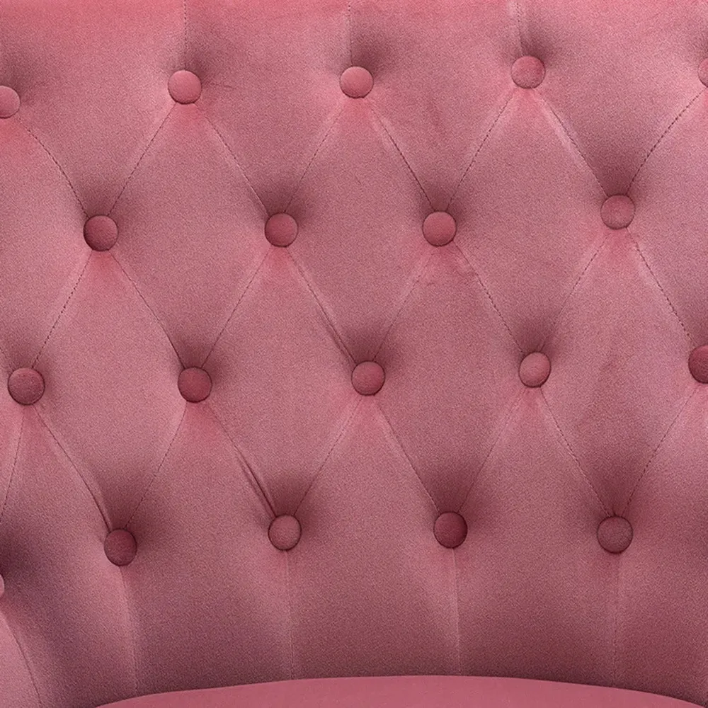 Detailed Tufted Super Comfy Blush Velvet Lounge Chair Single Piece