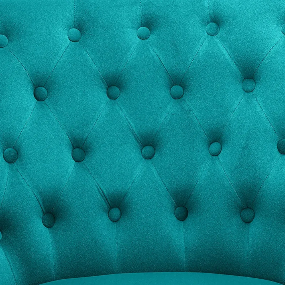 Detailed Tufted Super Comfy Emerald Velvet Lounge Chair Single Piece