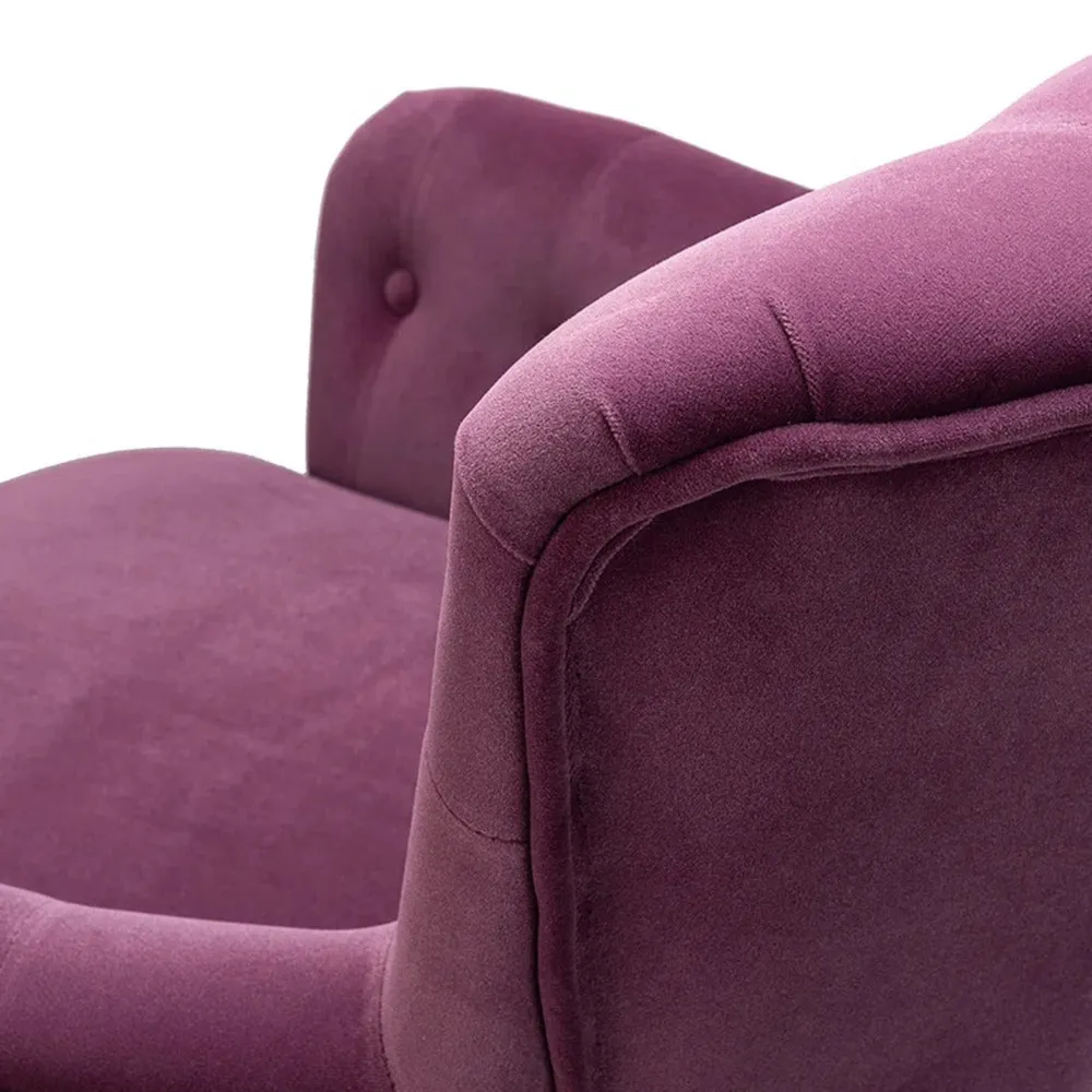 Detailed Tufted Super Comfy Magenta Velvet Lounge Chair Single Piece