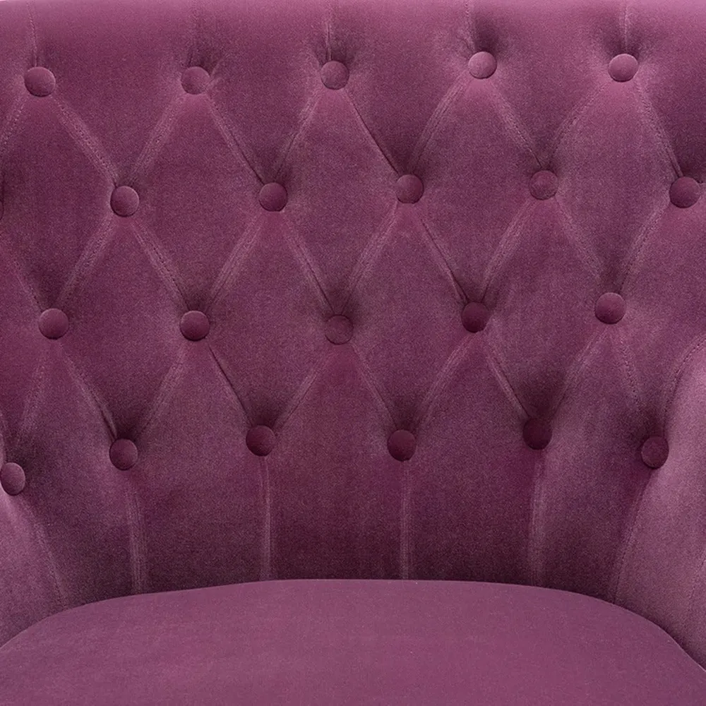 Detailed Tufted Super Comfy Magenta Velvet Lounge Chair Single Piece