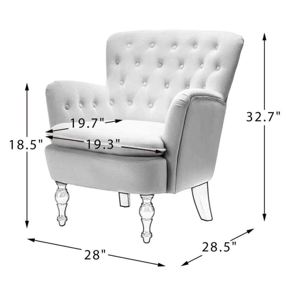 Detailed Tufted Super Comfy Magenta Velvet Lounge Chair Single Piece