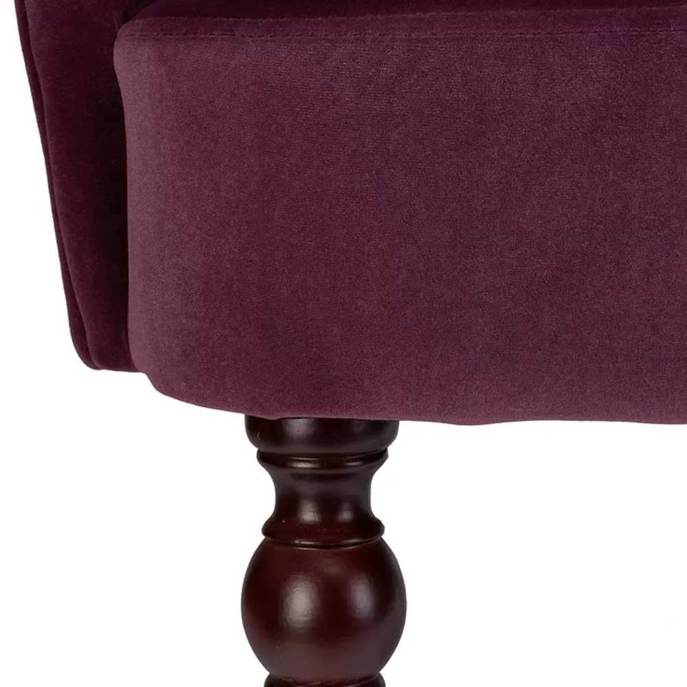 Detailed Tufted Super Comfy Magenta Velvet Lounge Chair Single Piece