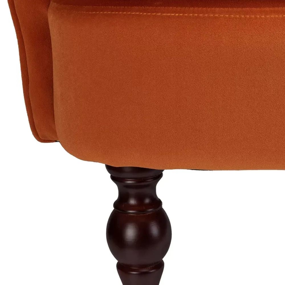 Detailed Tufted Super Comfy Orange Velvet Lounge Chair Single Piece