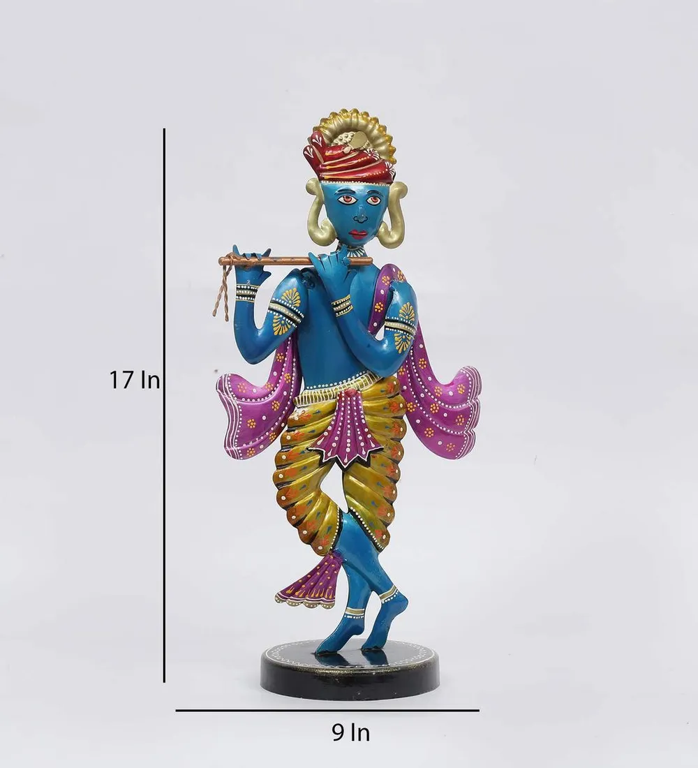 Devotional Blue Krishna Metal Figurine / Showpiece