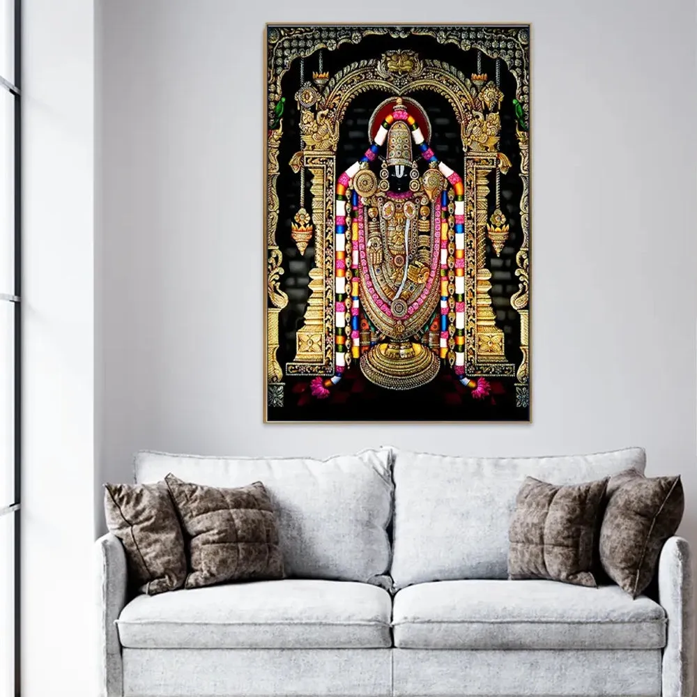 Devotional Tirupati Balaji Painting / Framed Wallart With Frame