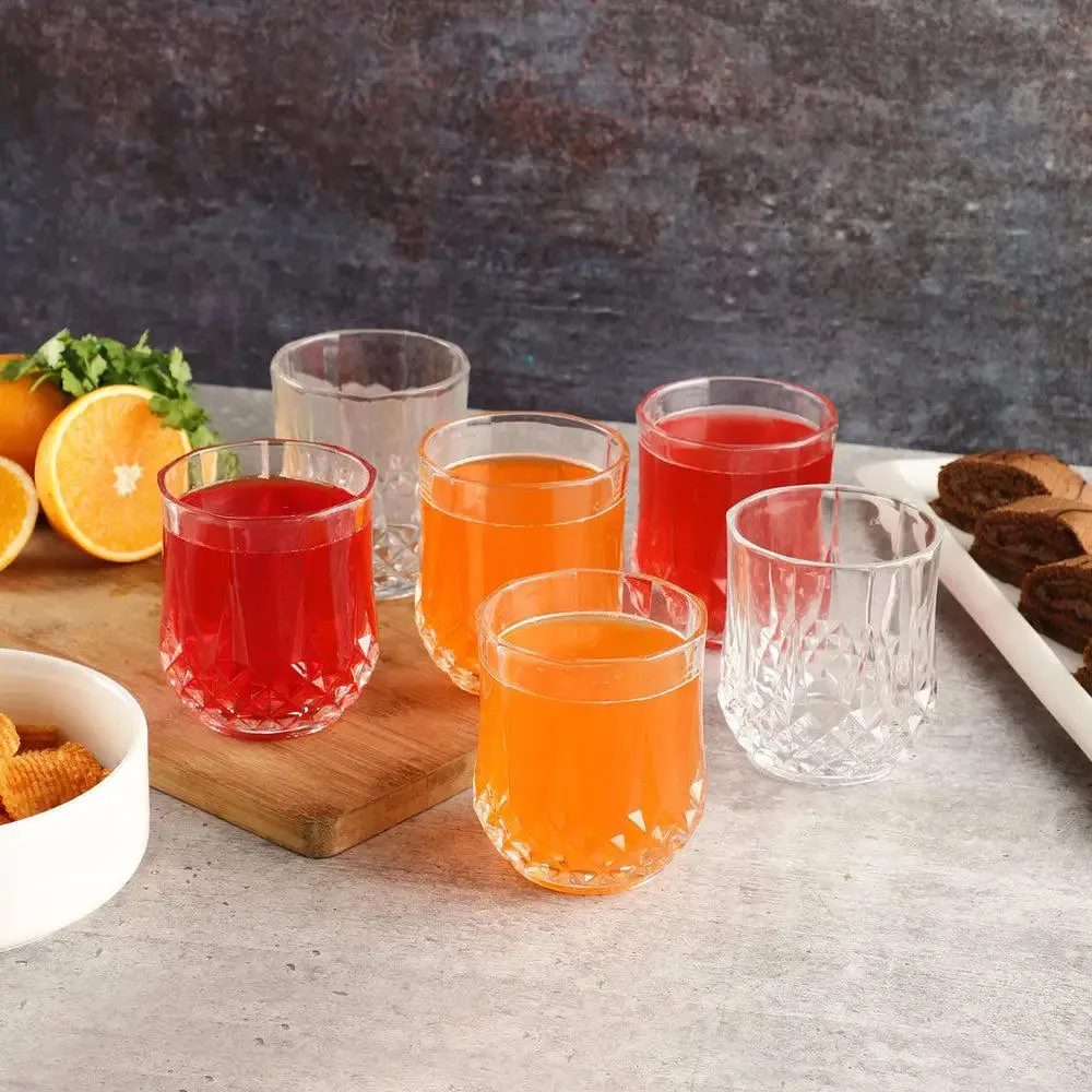 Diamond Cut Crystal Whiskey Glasses Set Of 6