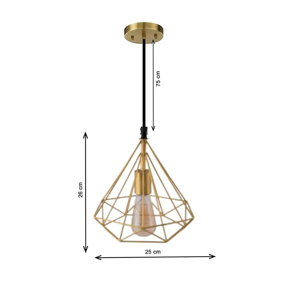 Diamond Cut Golden Cage Ceiling Light (Bulb not included) Single Piece