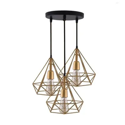 Diamond Cut Golden Cage Cluster Ceiling Light (Bulb not included)