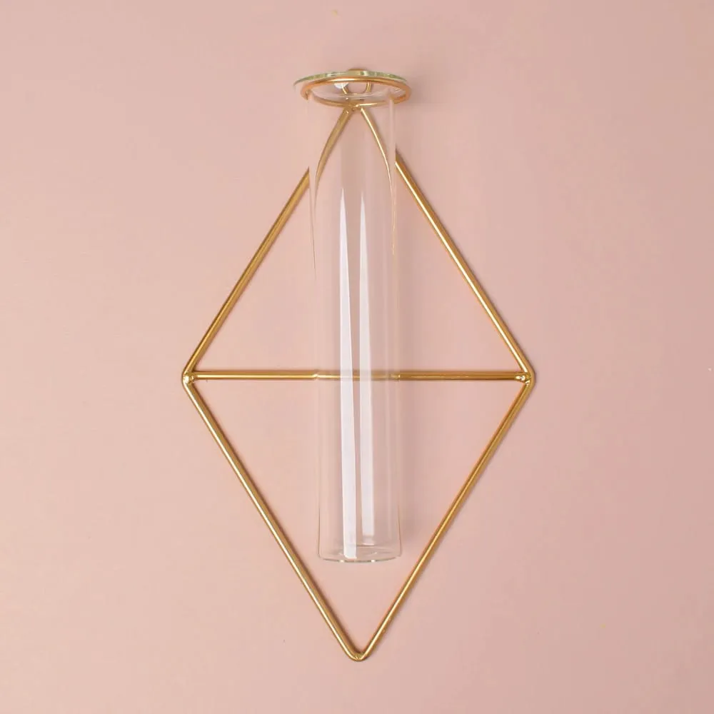 Diamond Cut Hanging Glass Tube Planter Set Of 2