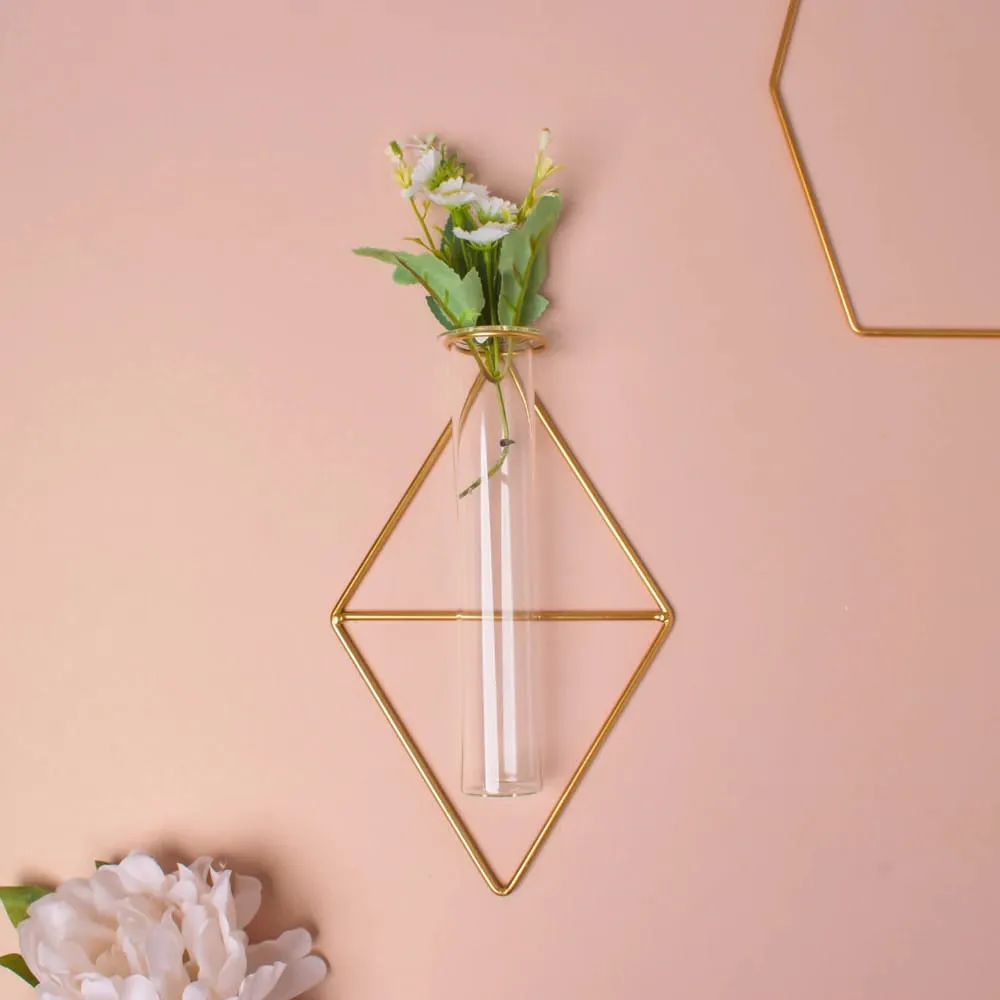 Diamond Cut Hanging Glass Tube Planter Set Of 2