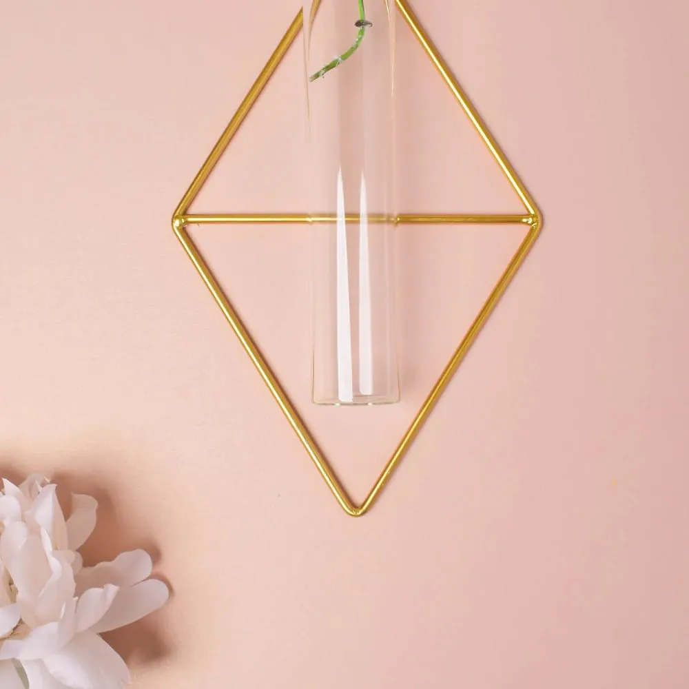 Diamond Cut Hanging Glass Tube Planter Set Of 2