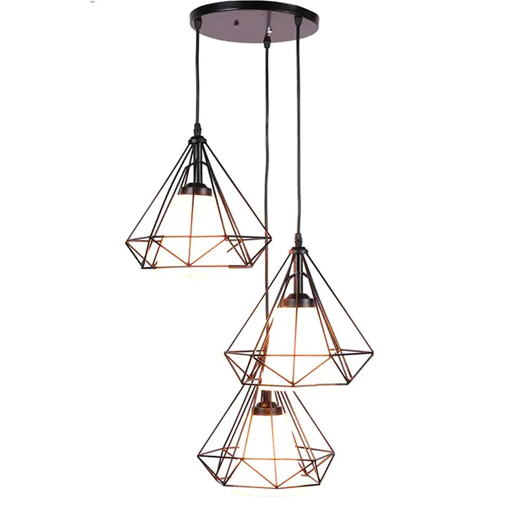 Diamond Cut Metal Frame White Cluster Hanging Light