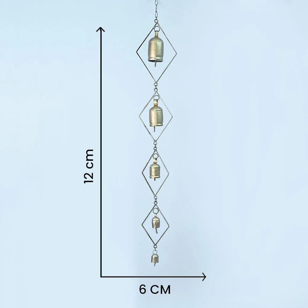 Diamond Framed Rustic Vintage Handmade Garden Hanging Bell Set Of 1