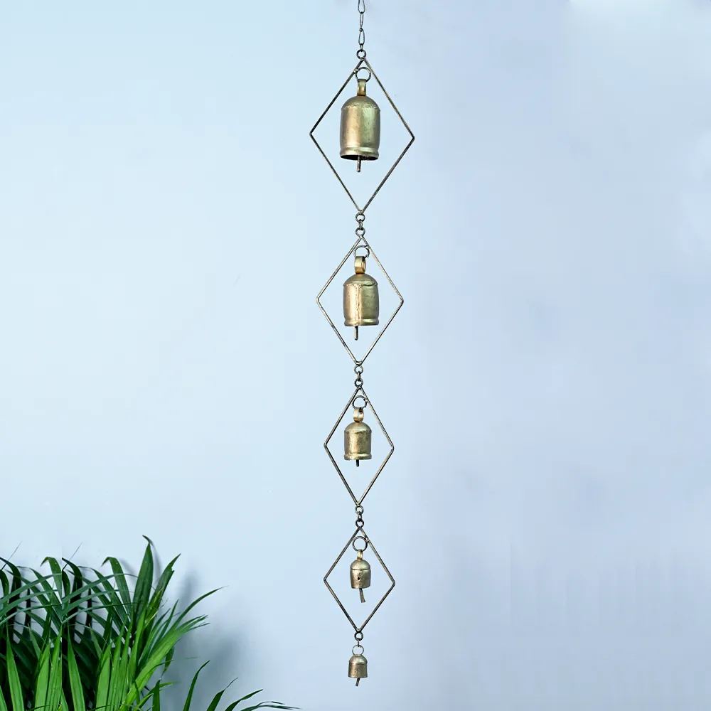 Diamond Framed Rustic Vintage Handmade Garden Hanging Bell Set Of 1