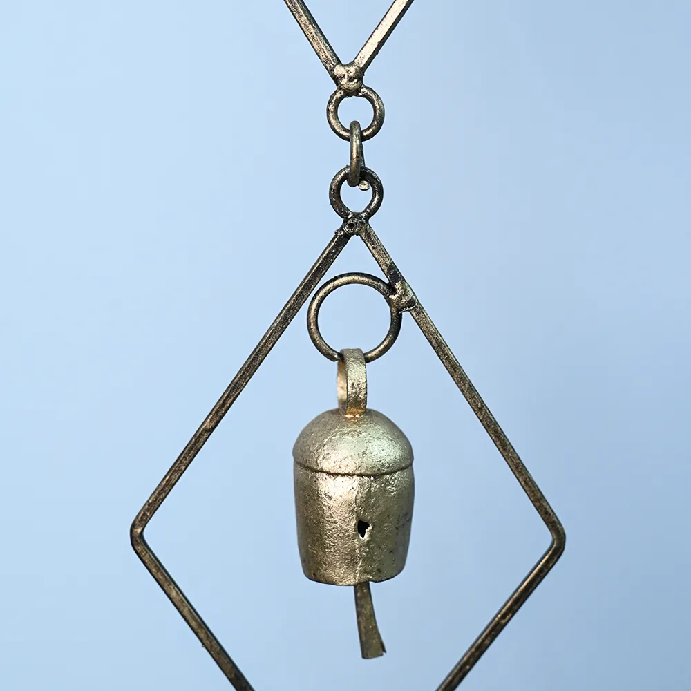Diamond Framed Rustic Vintage Handmade Garden Hanging Bell Set Of 1