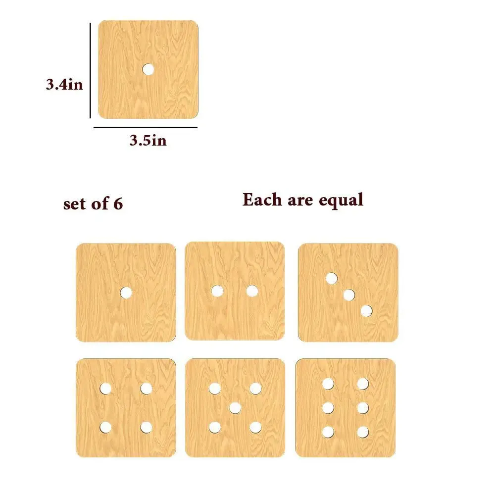 Dice Design Wooden Coasters Light Oak Finish