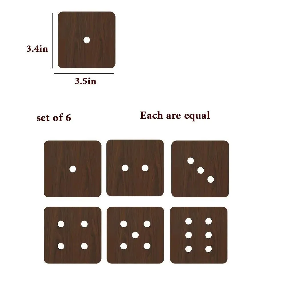 Dice Design Wooden Coasters Walnut Finish