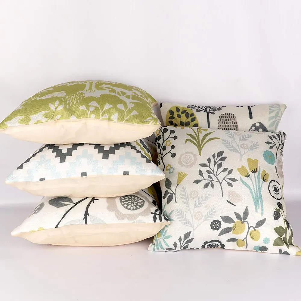 Digital Printed Green Cushion Covers 16x16in Set of 5