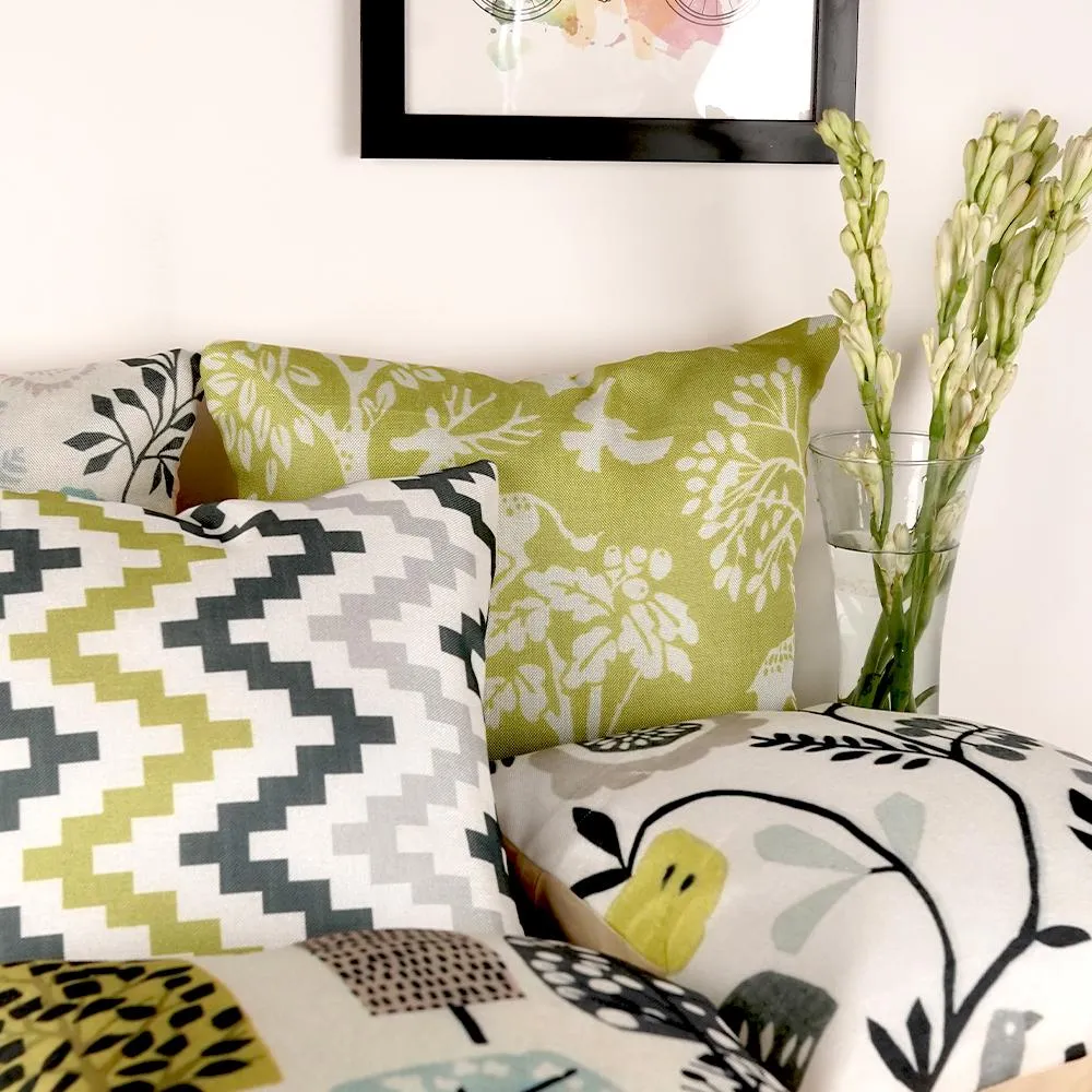 Digital Printed Green Cushion Covers 16x16in Set of 5