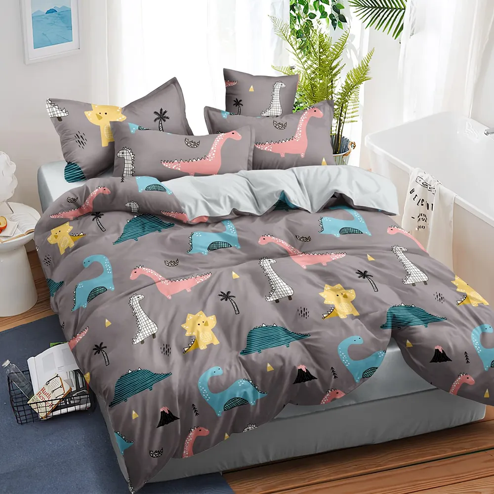 Dino World Designer Printed Bed-in-a-Bag(Grey)