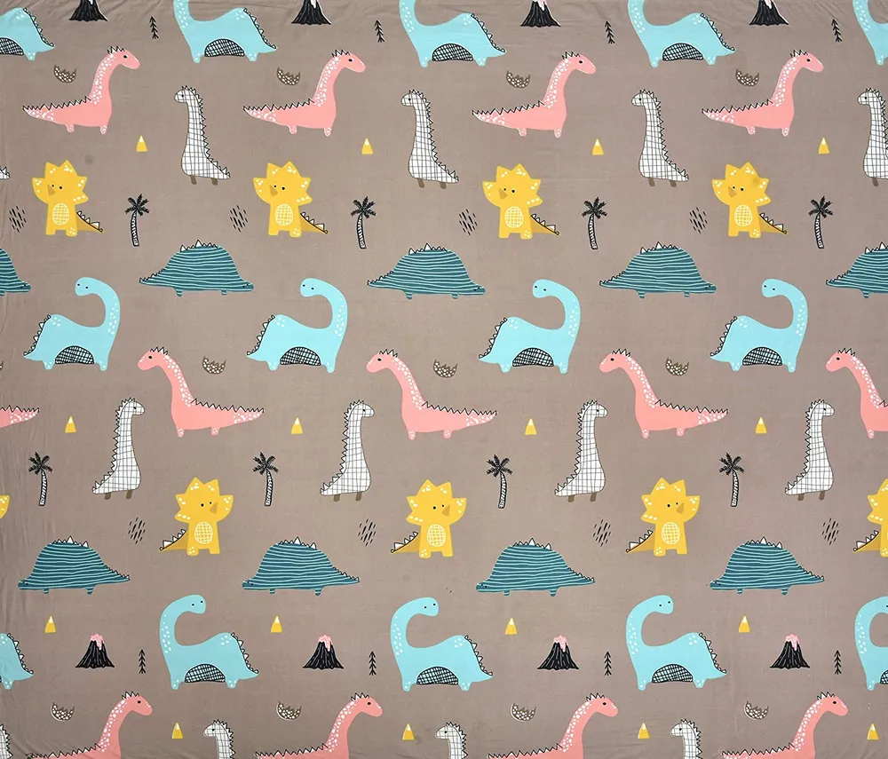 Dino World Designer Printed Comforter (Grey)