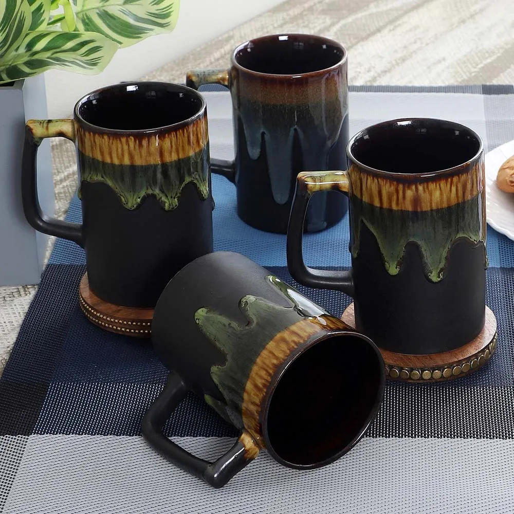 Dipping Milk Squared Dark Green Tea Cups Set Of 6 Tea Cups Set