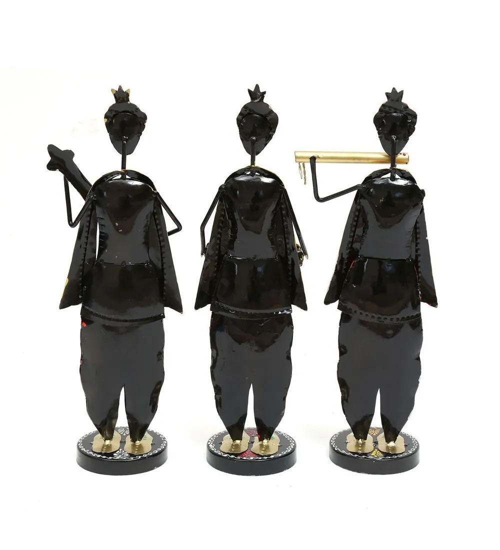 Disciples Of Krishna Musicians Metal Figurines / Showpiece Set Of 3