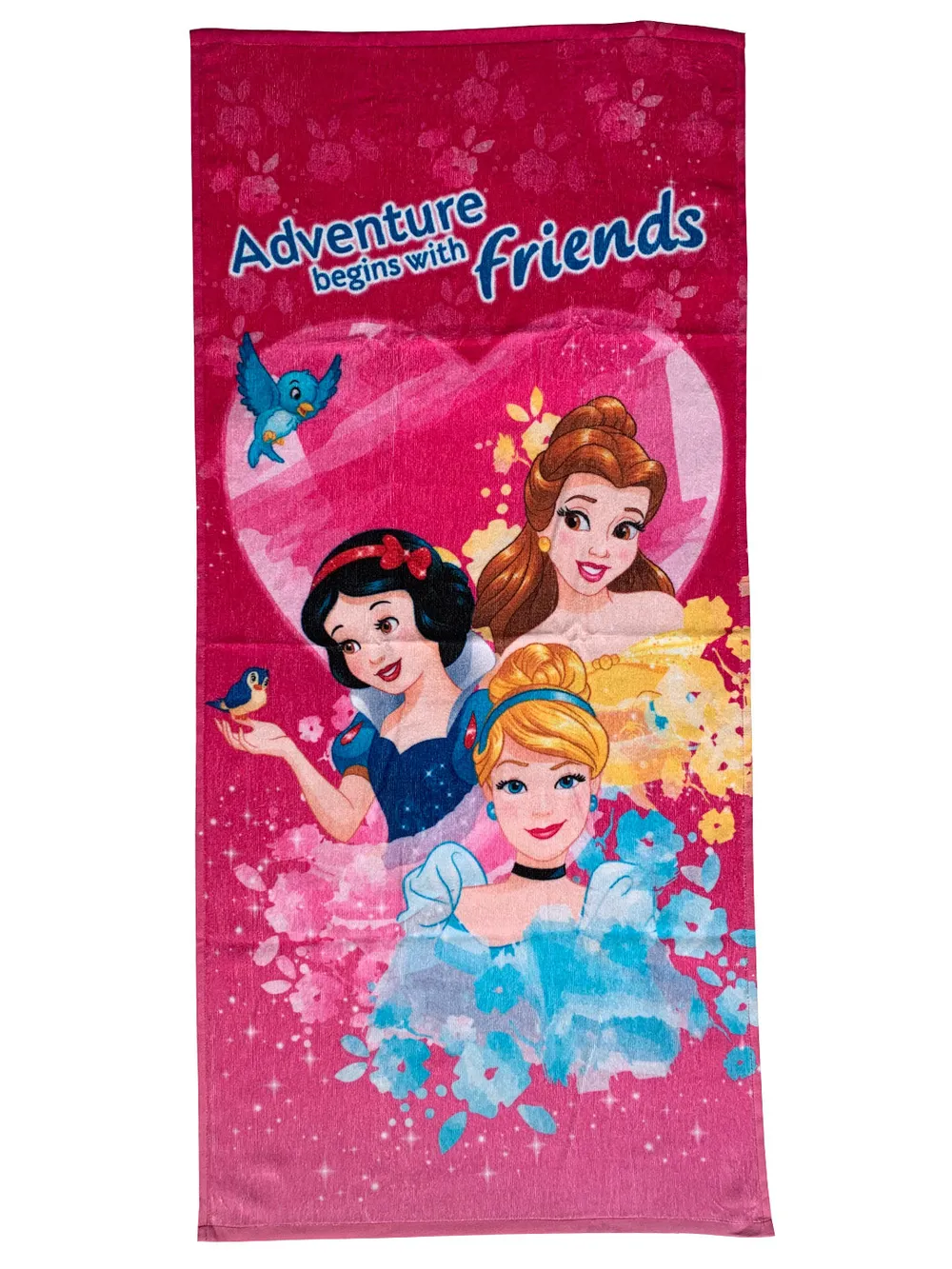 Disney "Adventure Begins With Friends" Princess & Frozen Elsa Kids Cotton Bath Towels Set Of 2