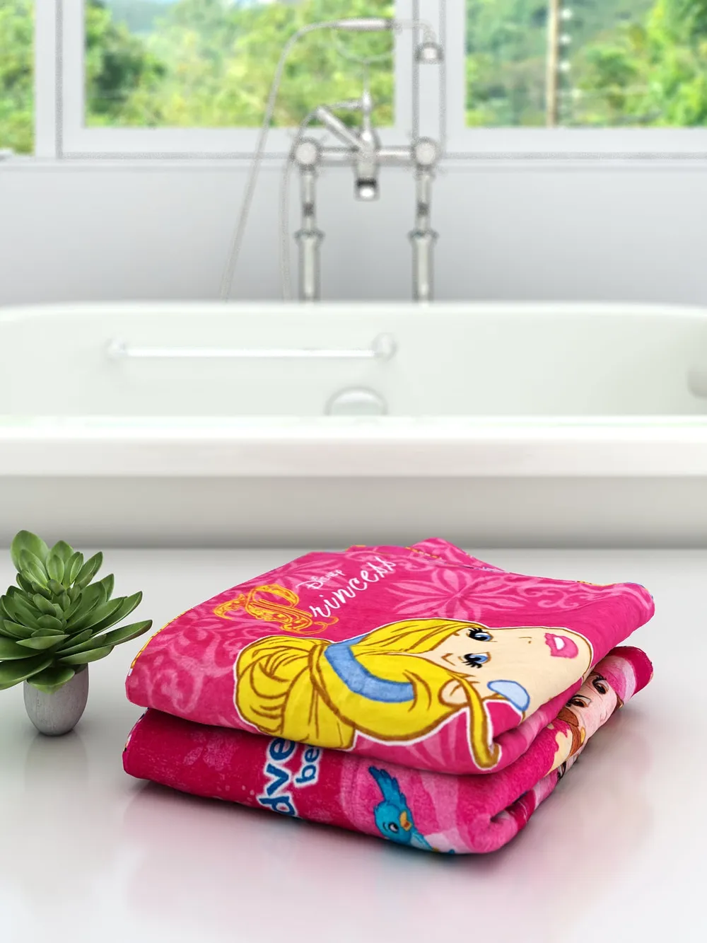 Disney Adventure Begins With Friends Princss Kids Cotton Bath Towels Set Of 2
