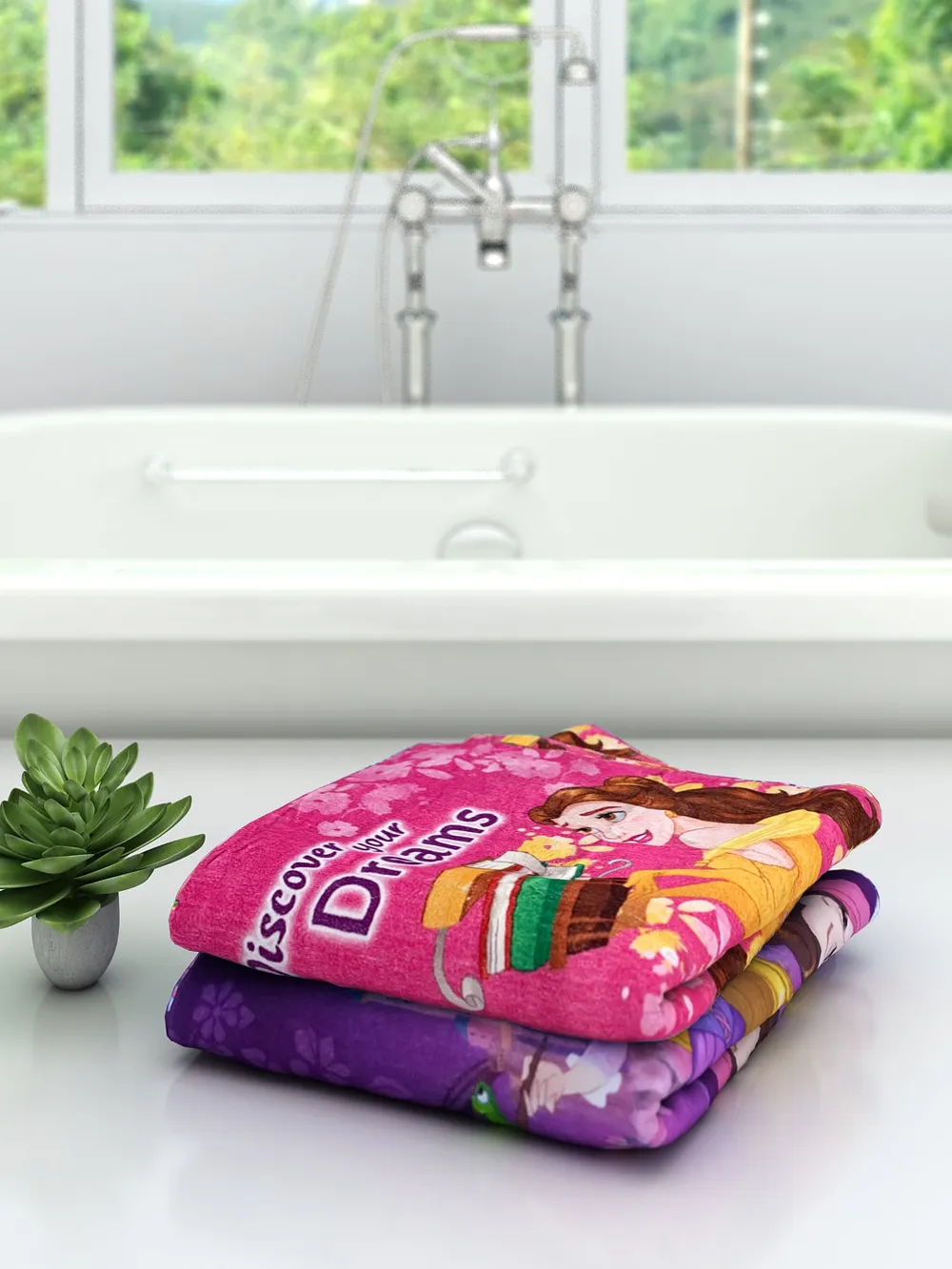 Disney Discover Your Dreams Princess Kids Cotton Bath Towels Set Of 2